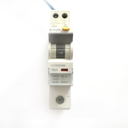 Elucian CU1RCBO6B B6 6A 6 Amp 30mA RCBO Circuit Breaker Type A